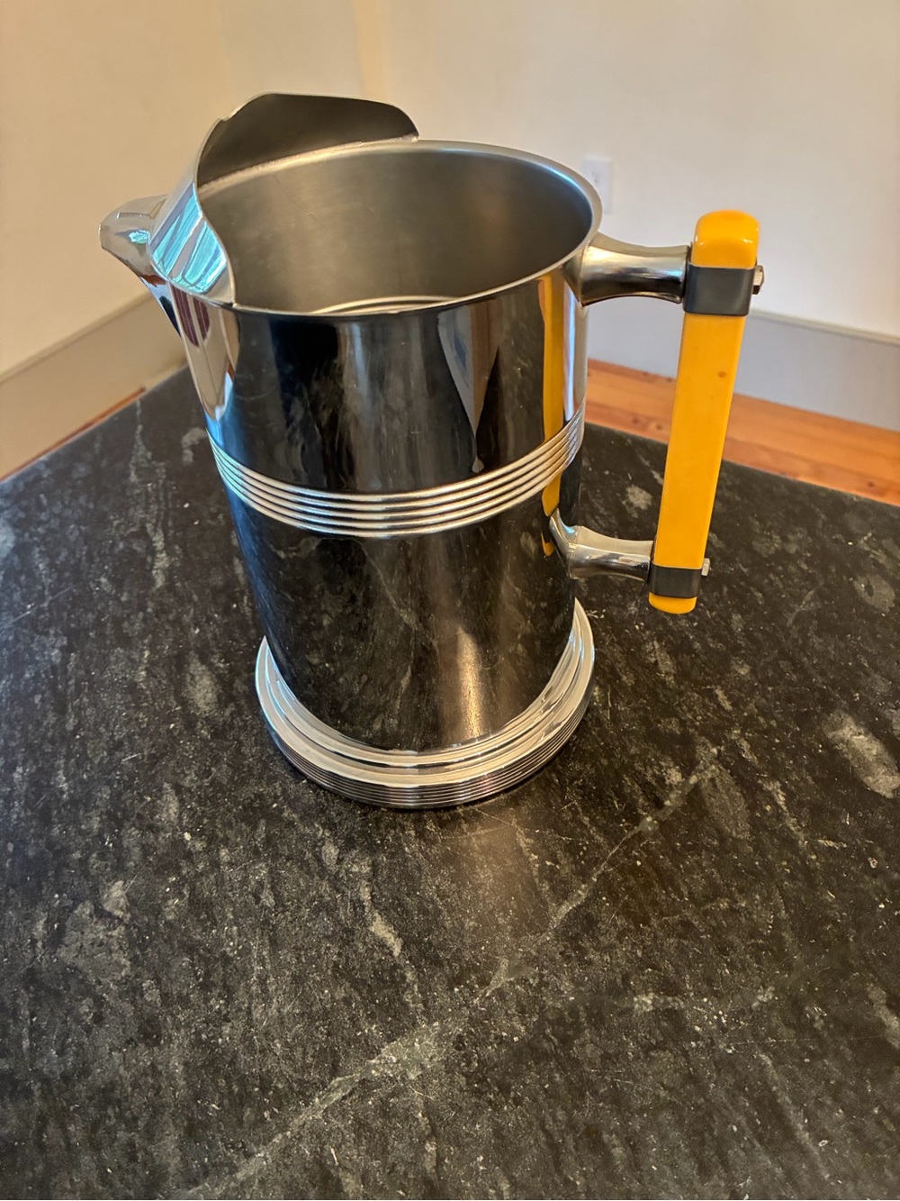 Chrome Water Pitcher Continental Silver Butterscotch Bakelite